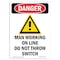 Signmission OSHA Danger Sign, Man Working On Line, 14in X 10in Rigid Plastic, 10" W, 14" L, Portrait OS-DS-P-1014-V-1445 - alternate 1